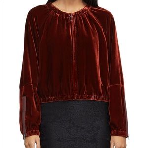 BCBG Cruz velvet cropped bomber jacket